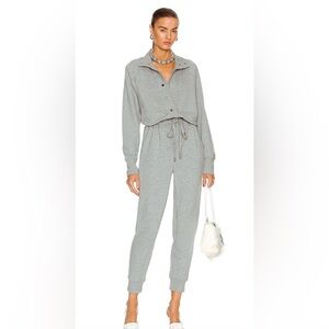 Veronica Beard Finn Heather Gray Jumpsuit Drawstring WaistFrench Terry Size L